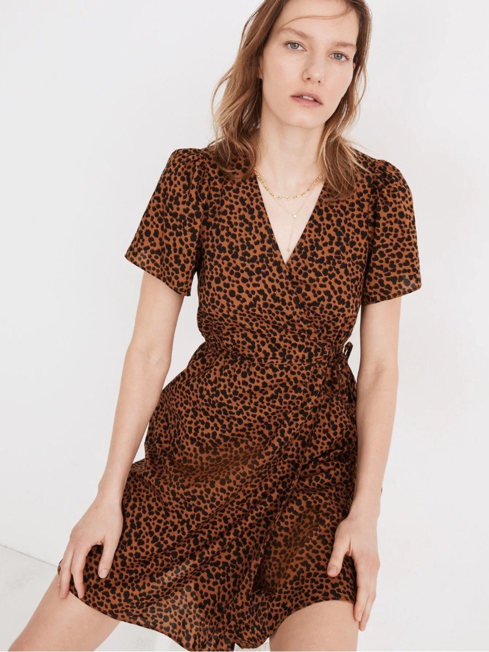 NWT Madewell Flutter-Sleeve Wrap Mini Dress size L